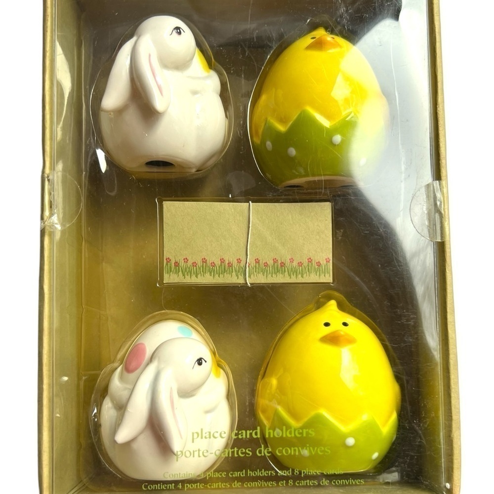 Pier 1 Easter Place Card Holders Set of 4 Bunny and Chick Vintage